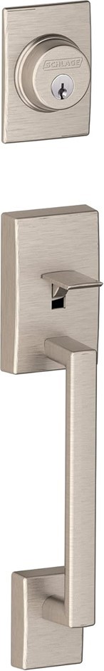 SCHLAGE F58 CEN 619 Century Exterior Handleset with Deadbolt, Satin Nickel