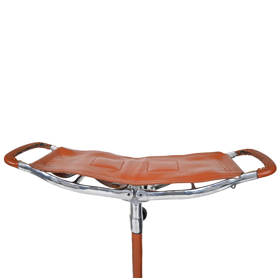Leather Walking Stick Seat Portable Shooting Stick Tan Foldable Spectating