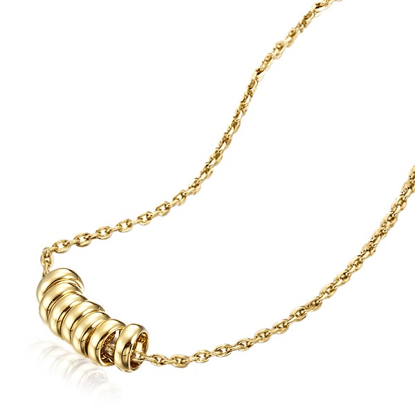 18ct Heavy Yellow Gold Plated 7 Ring Lucky Charm Necklace