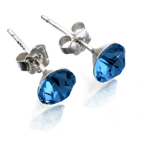 Solid 925 Sterling Silver  Earrings - Blue