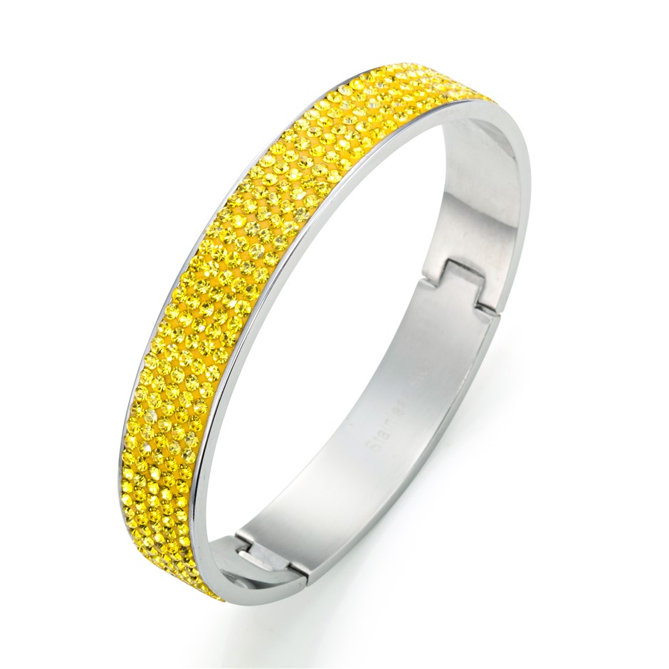Yellow Stainless Steel Bangle Featuring 400+ Stunning Crystals - DEMO