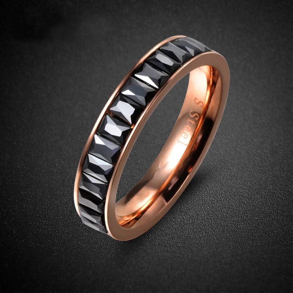 Designer Simulated Diamond Band Ring in Rose - USA Size 7