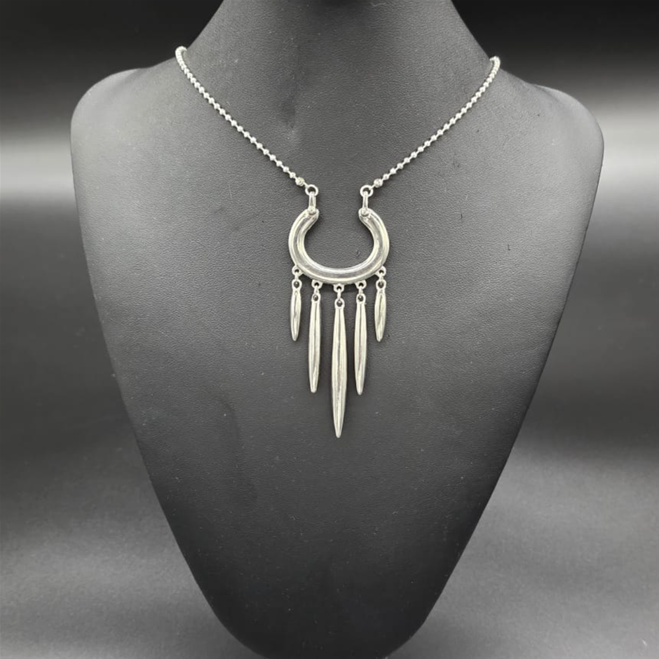 Designer Horseshoe Dangle Necklace in Silver