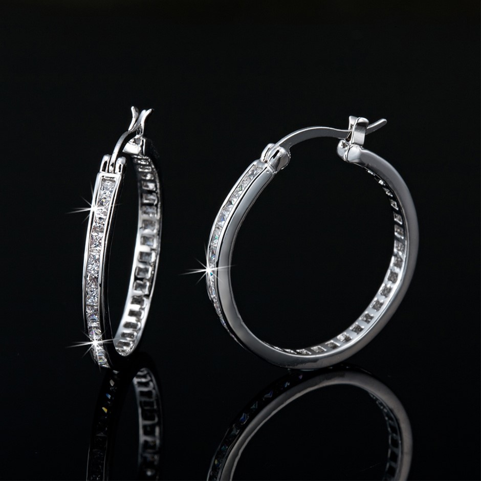 Large Circle Hoop Earrings Featuring 66 Crystals by Swarovski®