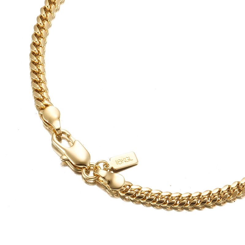 18ct Heavy Yellow Gold Plated Curb Chain Bracelet - 4.5 inches