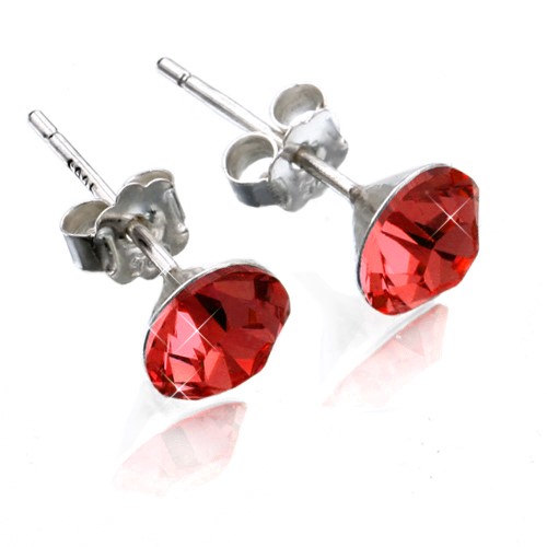 Solid 925 Sterling Silver Birthstone Earrings - July