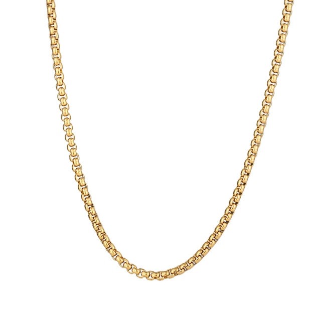 Classic 3mm Stainless Steel Rounded Box Chain Necklace - 60cm (yellow)