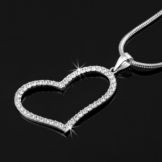 Solid 925 Sterling Silver Heart Pendant Feat. 34 Crystals by Swarovski®