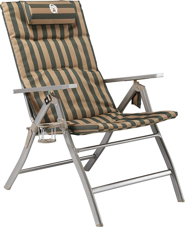 COLEMAN 5 Position Padded Chair, Green/Beige, 1282795.