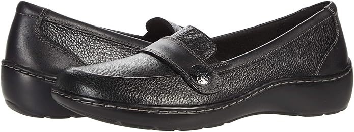 CLARKS Womens Cora Daisy. Colour: Black Tumbled. Size: US12/EU44.