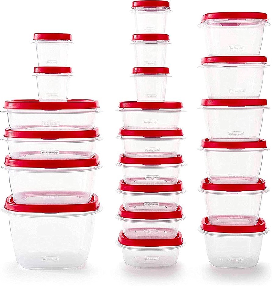 RUBBERMAID Food Storage Containers with Lids, Salad Dressing and Condiment