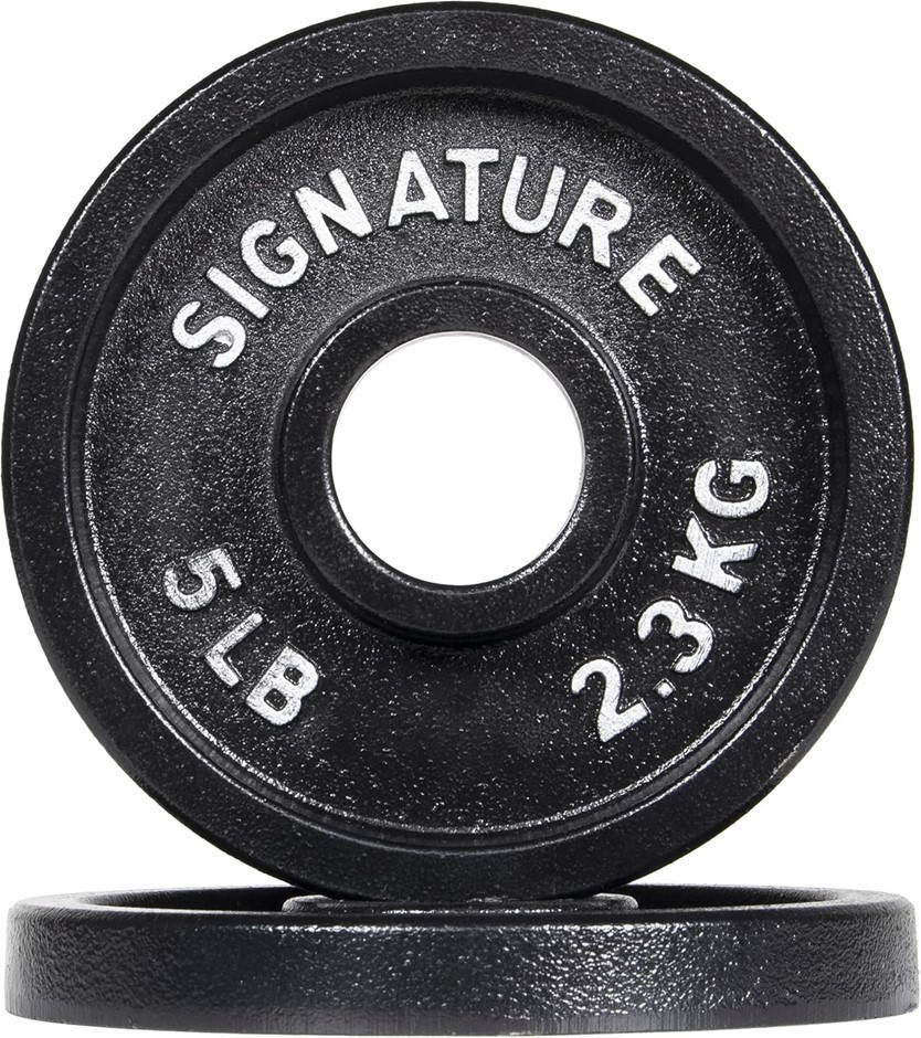 SIGNATURE Fitness Deep Dish 2-Pack 5 lb E-Coated Cast Iron Olympic Weight P