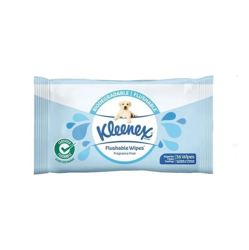 12 x Pack of 36pc KLEENEX Complete Clean Flushies Flushable Moist Toilet Ti