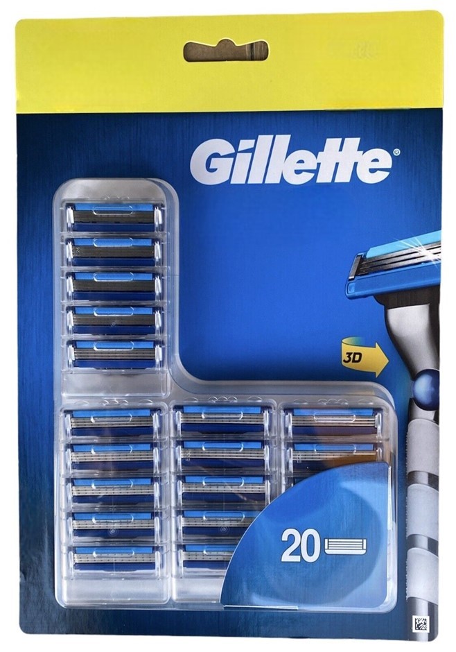 GILLETTE Pack of 20pc Mach3 Razor Cartridges. NB: damaged outer packaging.