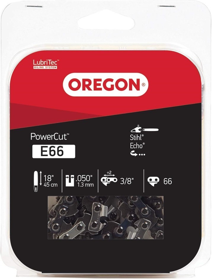 OREGON E66 PowerCut Chainsaw Chain for 18-Inch Bar - 66 Drive Links - Low-K