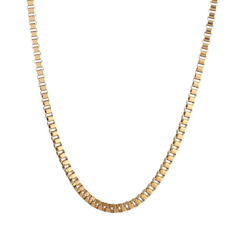 Classic 3mm Wide Stainless Steel Venetian Box Chain Necklace - 50cm