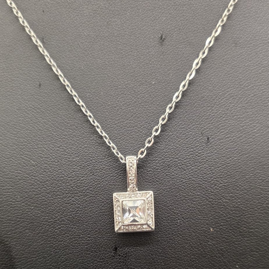 Stunning Square Drop Pendant Featuring 25 Crystals by Swarovski®