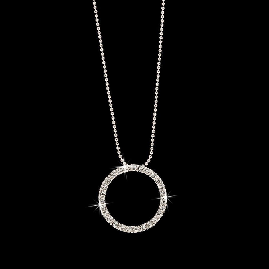Solid 925 Sterling Silver Eternity Pendant Feat. 30 Crystals by Swarovski®