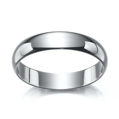 Rhodium Plated Men's Band Ring (5mm) - US Size 12