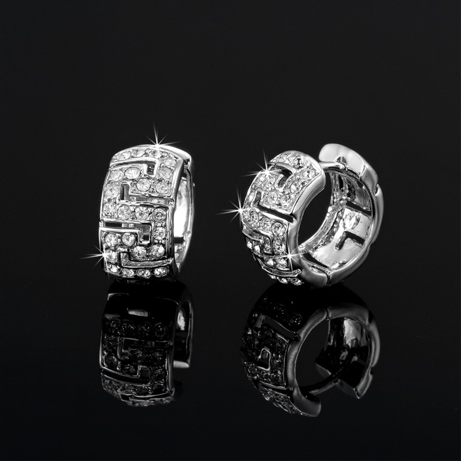 Solid 925 Sterling Silver Huggie Earrings Featuring Crystals by Swarovski®