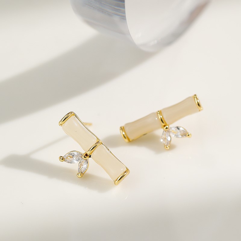Designer Simulated Diamond Rectangular Earrings in Gold