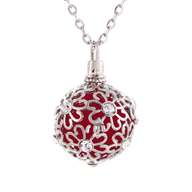 Stunning Aroma Perfume Floral Pendant Necklace - Red