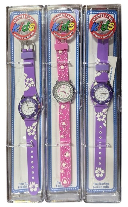 3 x JACQUES FAREL Kids Watches (Purple, Pink, Purple)