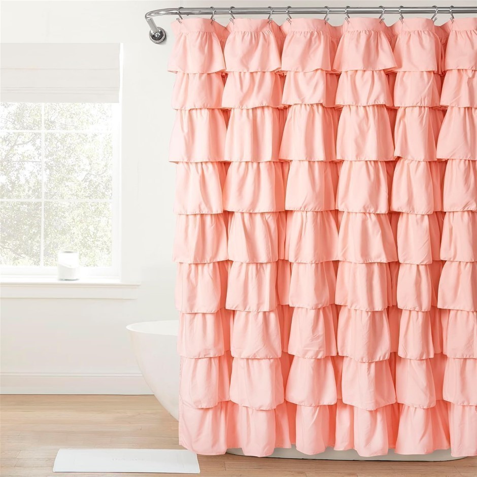 LUSH DECOR Ruffle Shower Curtain. Size: 72" x 72". Colour: Blush.  Floral T