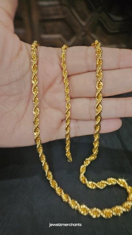 Set 22K/Italy Stamped Solid Yellow Gold Filled Rope Chain and Bracelet ...