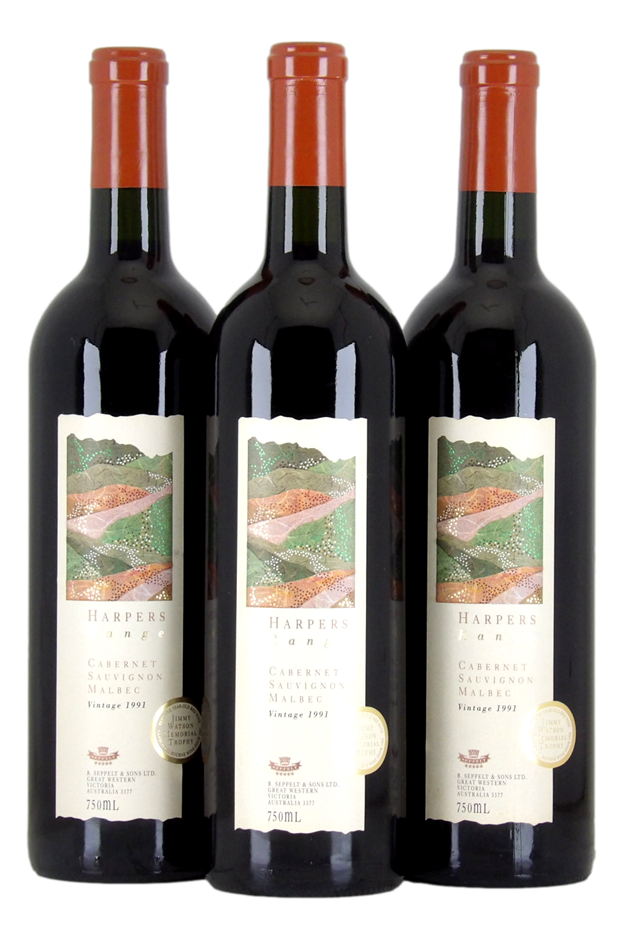 SEPPELT Harpers Range Cabernet Malbec 1991 (3x 750mL), SA. 5* Prov