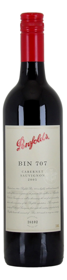 PENFOLDS Bin 707 2005 Bottle No.26102 (1x 750mL), South Australia. 5* Prov