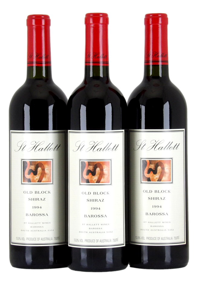 ST HALLETT Old Block Shiraz 1994 (3x 750mL), Barossa. 5* Prov