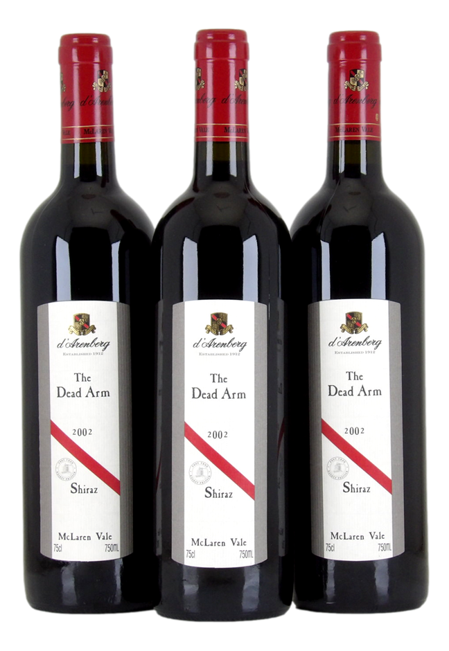 D'ARENBERG WINES The Dead Arm Shiraz 2002 (3x 750mL), McLaren Vale. 5* Prov