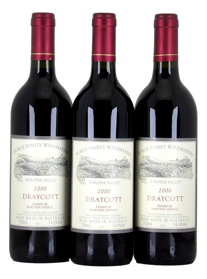 BURGE FAMILY WINEMAKERS Draycott Shiraz 2000 (3x 750mL), Barossa. 5* Prov