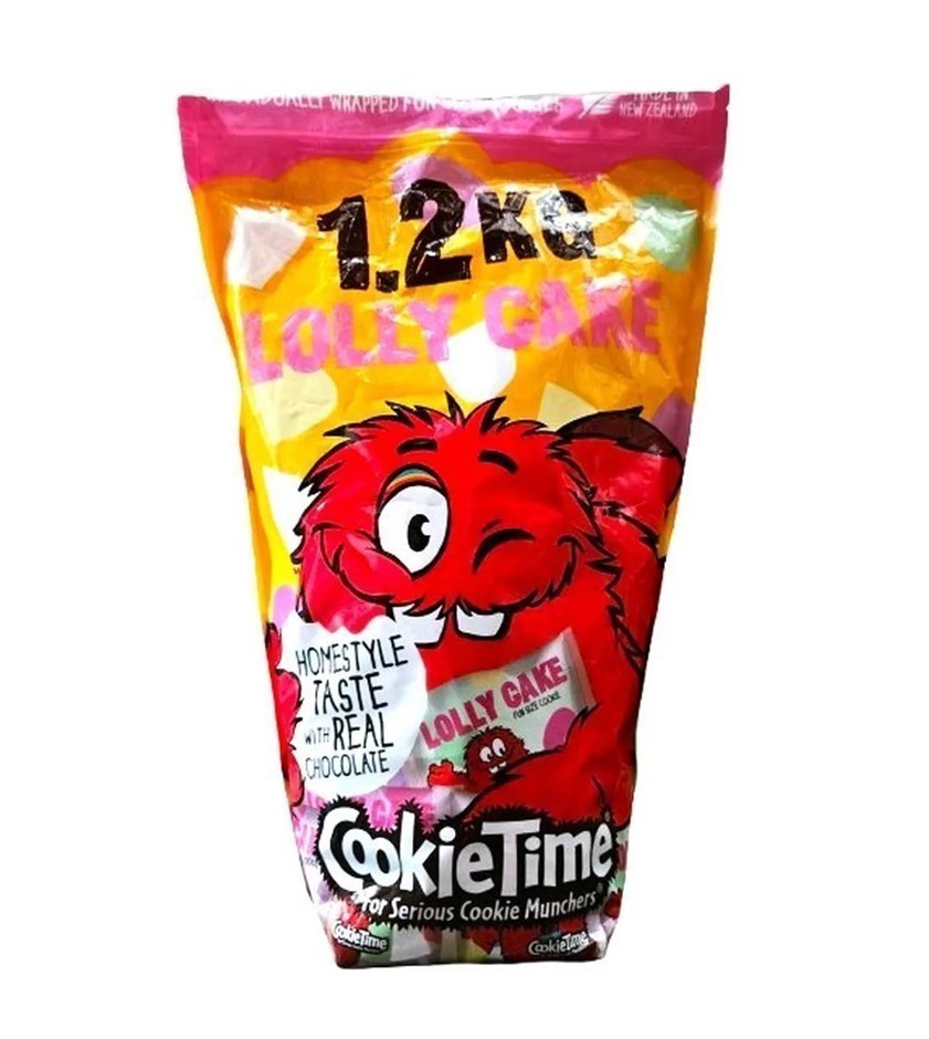 2 x COOKIETIME Lolly Cake Flavoured Cookies, 1.2kg. N.B: Damaged packaging