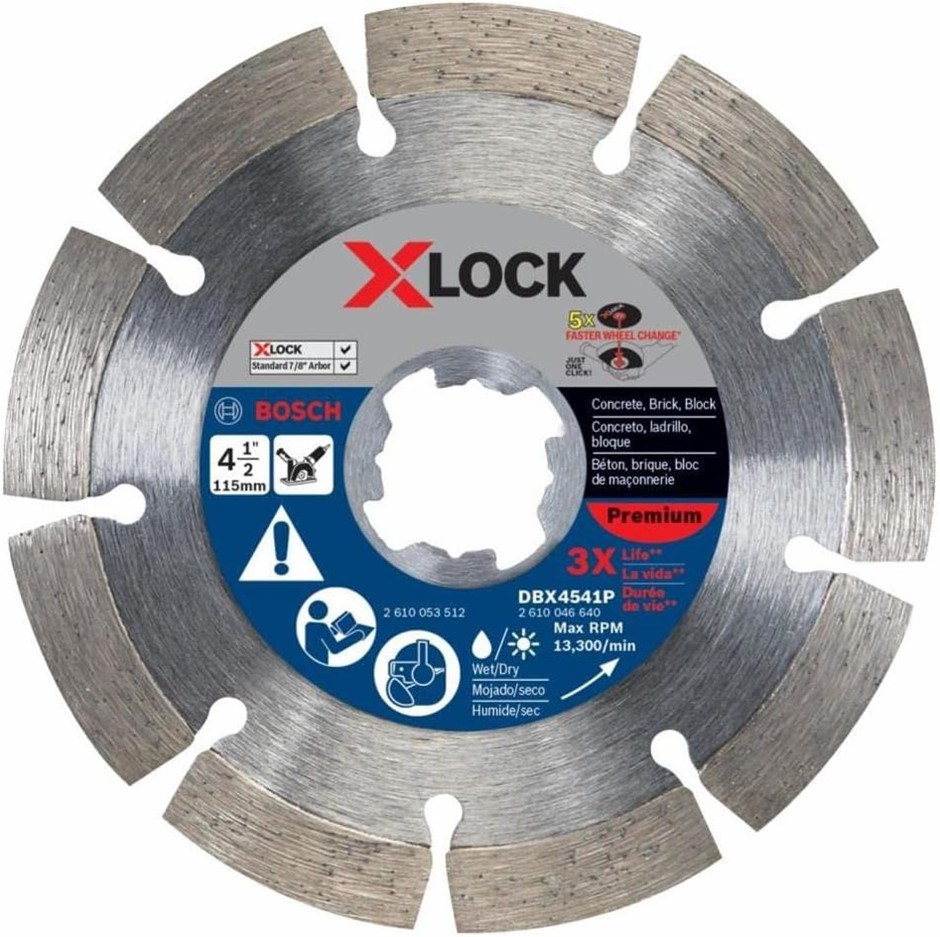 BOSCH DBX4541P 4-1/2 In. X-LOCK Premium Segmented Rim Diamond Blade Compati