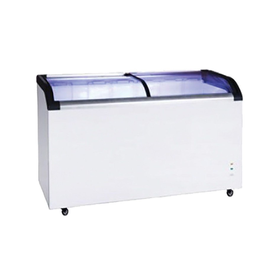 445L Two Glass Sliding Lids Chest Freezer With Castors