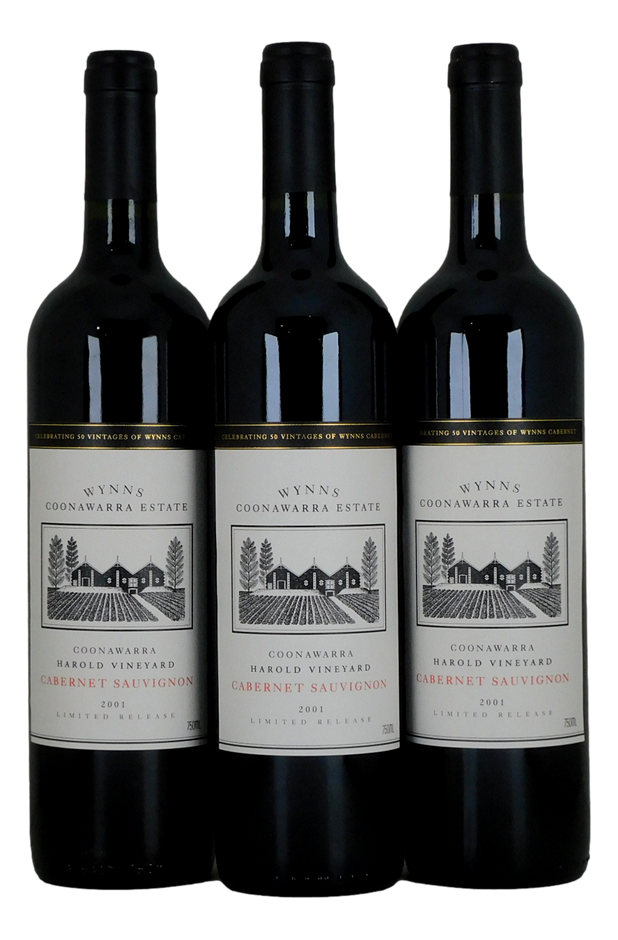 Wynns Harold Vineyard Cabernet Sauvignon 2001 (3x 750mL), Coonawarra
