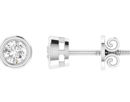 18K WHITE GOLD 0.50CT GH I1 DIAMOND BEZEL SET EARRINGS