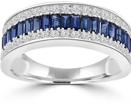 9K WHITE GOLD 0.50CT HI I1 DIAMOND SAPPHIRE RING
