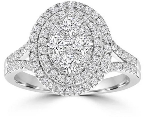 18K WHITE GOLD 1.00CT HI I1 DIAMOND RING