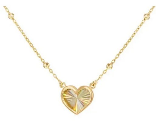 9k Yellow Gold Rainbow Heart Necklace 40-45cm