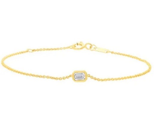 9K YELLOW GOLD 0.15ct F VS EMERALD LAB DIAMOND BRACELET 16-18cm