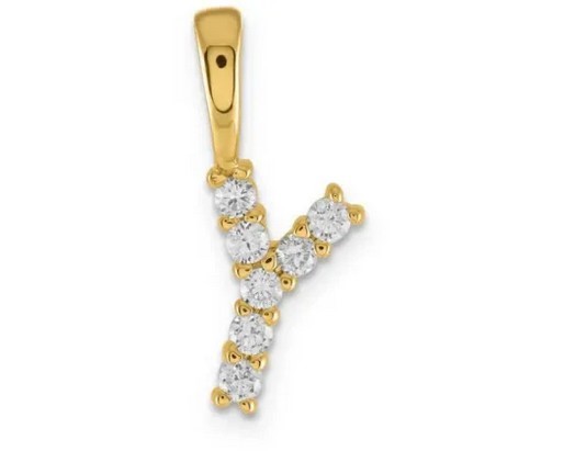 9K YELLOW GOLD 0.07ct F VS LAB DIAMOND INITIAL "Y" PENDANT