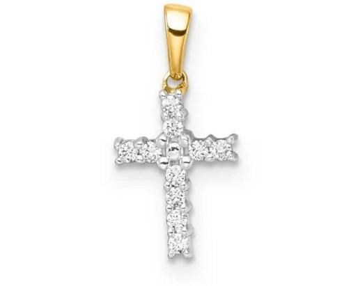 9K YELLOW GOLD 0.10ct F VS LAB DIAMOND CROSS PENDANT