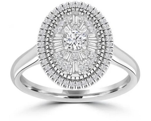 9K WHITE GOLD 0.50ct HI I1 DIAMOND RING
