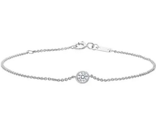 9K WHITE GOLD 0.15ct F VS ROUND LAB DIAMOND BRACELET 16-18cm