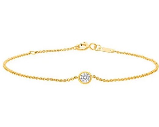 9K YELLOW GOLD 0.15ct F VS ROUND LAB DIAMOND BRACELET 16-18cm