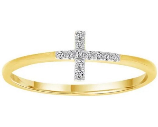9K YELLOW GOLD 0.06ct F VS CROSS LAB DIAMOND RING