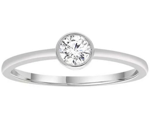 9K WHITE GOLD 0.25ct F VS ROUND LAB DIAMOND RING
